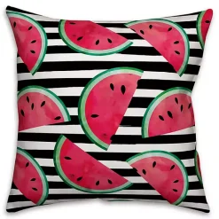 Kirklands Home Watercolor Watermelon Outdoor Pillow Multi New