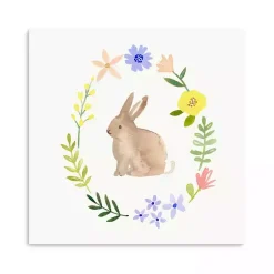 Easter Decorations>Kirklands Home Watercolor Wildflower Bunny Canvas Art Print