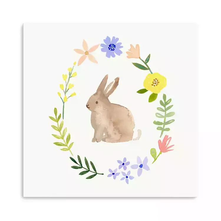 Easter Decorations>Kirklands Home Watercolor Wildflower Bunny Canvas Art Print
