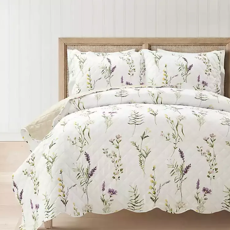Kirklands Home Watercolor Wildflower 3-pc. Full/Queen Quilt Set