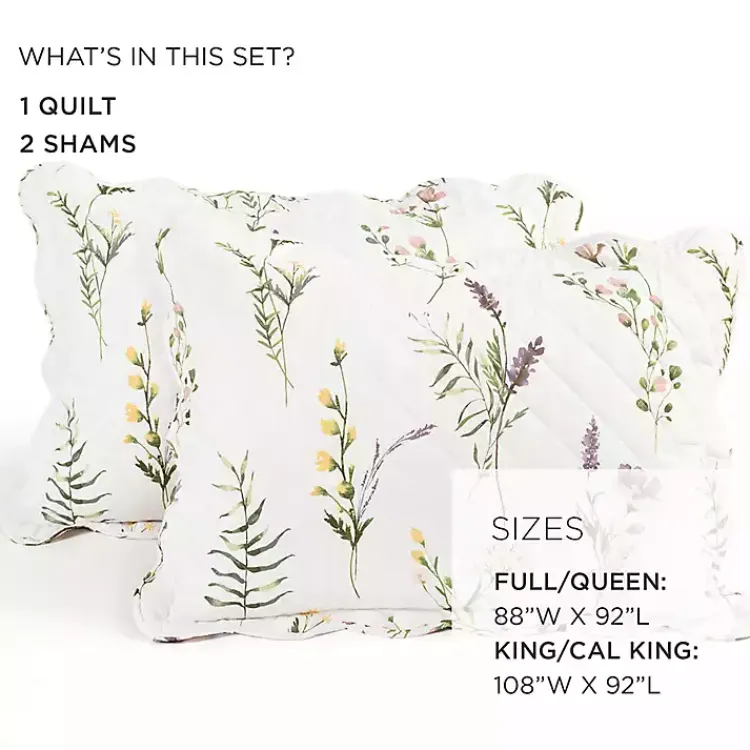Kirklands Home Watercolor Wildflower 3-pc. Full/Queen Quilt Set