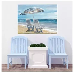 Kirklands Home Waters Edge Outdoor Canvas Art Print Blue New