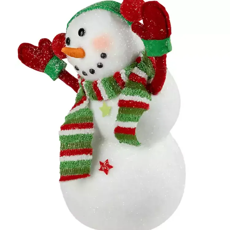 Christmas Decorations>Kirklands Home Waving Snowman with Ear Muffs Figurine White