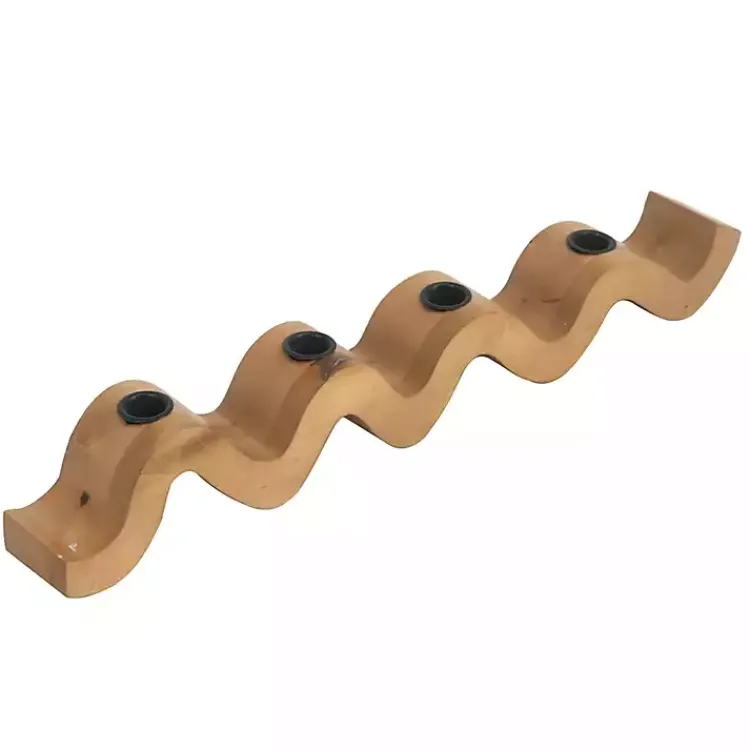 Candle Holders>Kirklands Home Wavy Wood Taper Candle Runner Brown