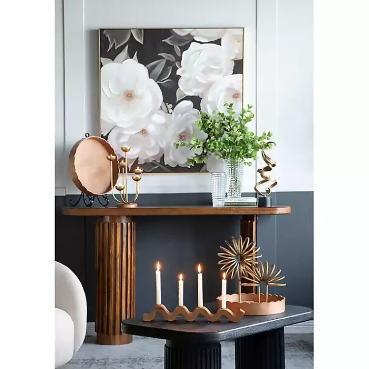 Candle Holders>Kirklands Home Wavy Wood Taper Candle Runner Brown