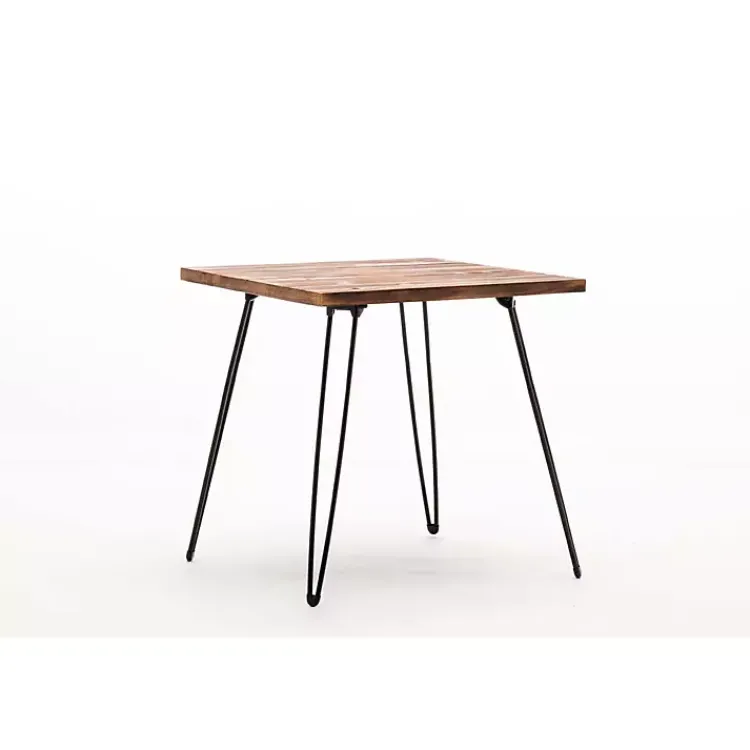 Kirklands Home Weather Fir Wood and Hairpin Legs Accent Table Clearance