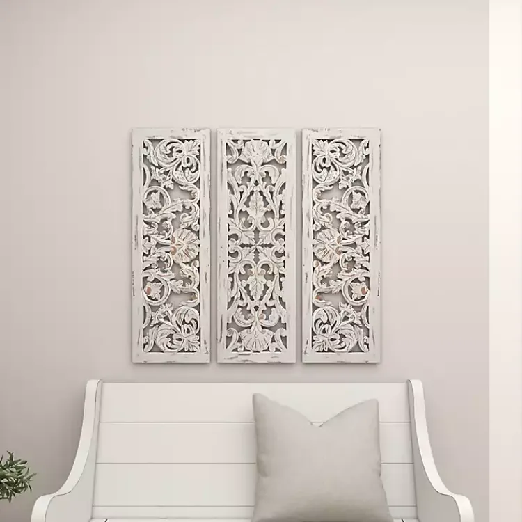 Kirklands Home Weathered Gray Wood Panel Wall Plaques, Set of 3 Online