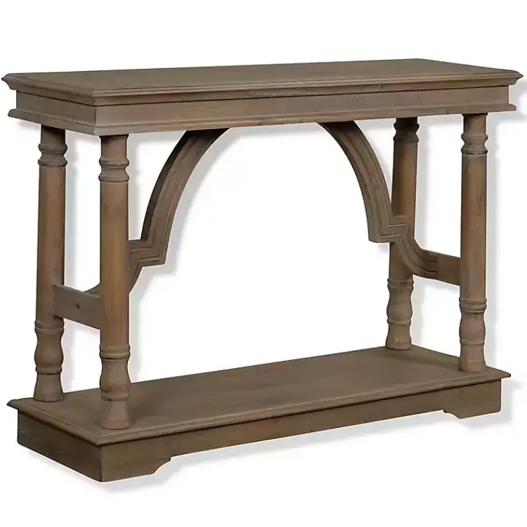 Kirklands Home Weathered Wooden Trestle Console Table Brown Discount