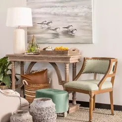 Kirklands Home Weathered Wooden Trestle Console Table Brown Discount