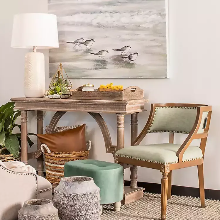 Kirklands Home Weathered Wooden Trestle Console Table Brown Discount