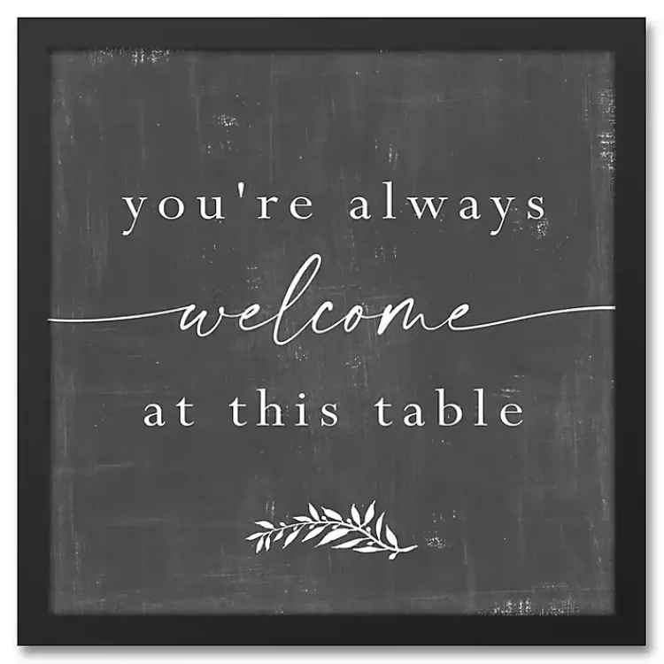 Kirklands Home Welcome at This Table Black Framed Canvas Print Clearance