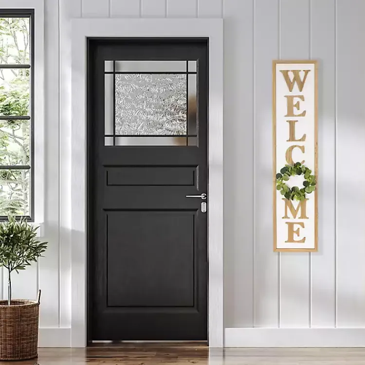 Kirklands Home Welcome Eucalyptus Wreath Porch Board White