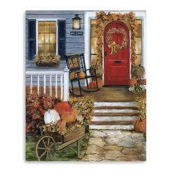 Fall>Kirklands Home Welcome Fall Porch Canvas Art Print Blue