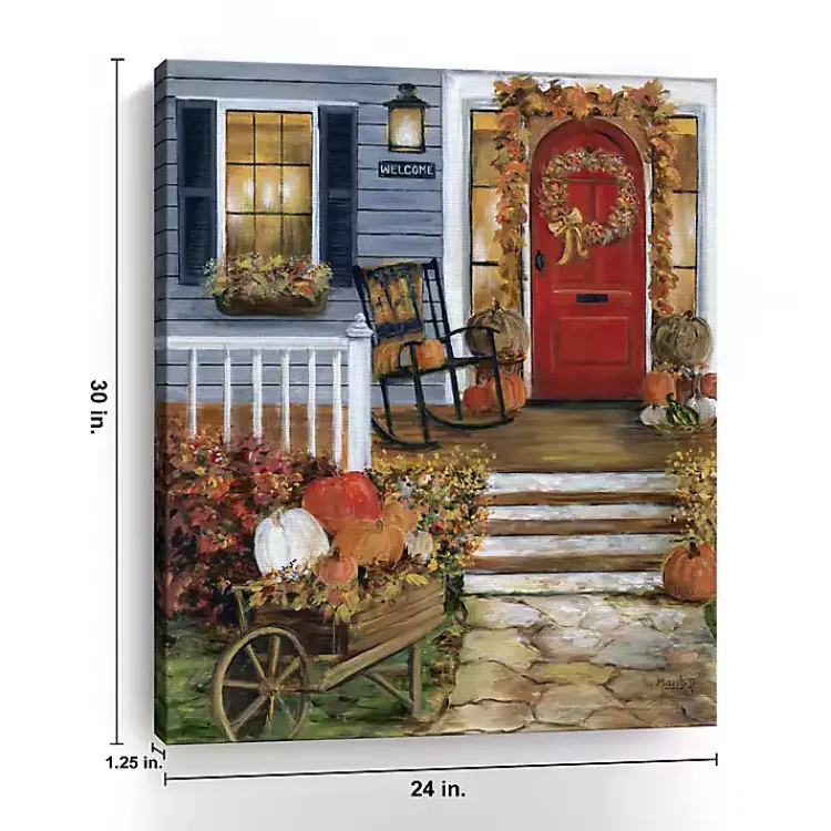 Fall>Kirklands Home Welcome Fall Porch Canvas Art Print Blue