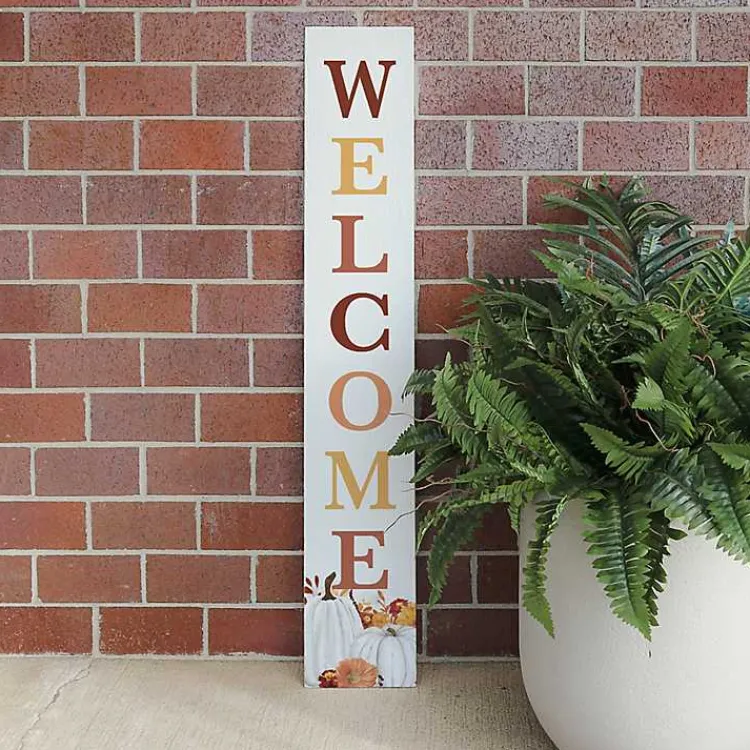Fall>Kirklands Home Welcome Floral Pumpkins Fall Porch Board