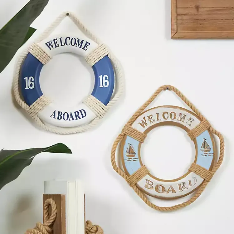 Kirklands Home Welcome Life Ring Wall Plaques, Set of 2 Clearance