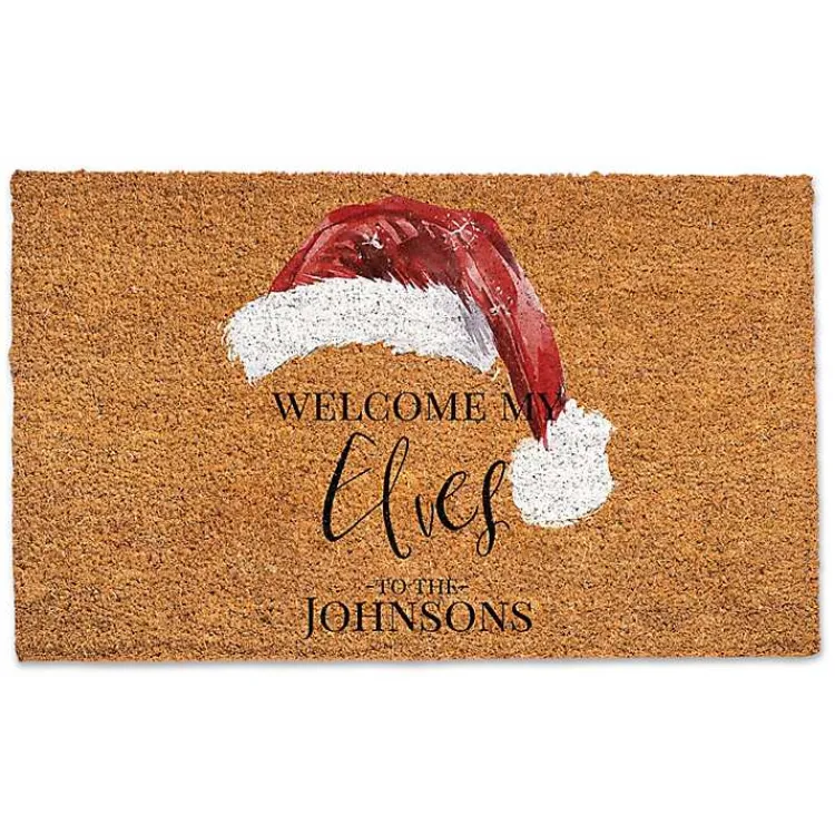 Outdoor Christmas Decorations>Kirklands Home Welcome My Elves Personalized Door Mat