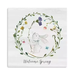 Easter Decorations>Kirklands Home Welcome Spring Bunny Wreath Canvas Art Print