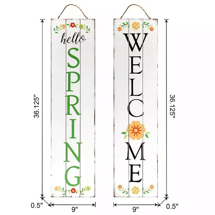 Kirklands Home Welcome Spring Double Sided Porch Sign Clearance