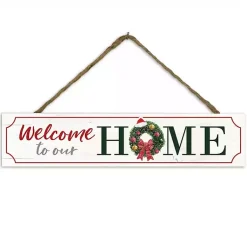 Christmas Art & Wall Decor>Kirklands Home Welcome to Our Home Christmas Wreath Wall Sign