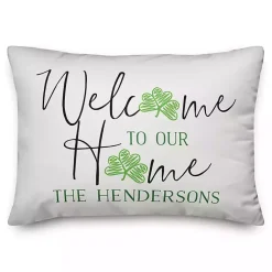 Pillows>Kirklands Home Welcome to our Home Shamrock Personalized Pillow