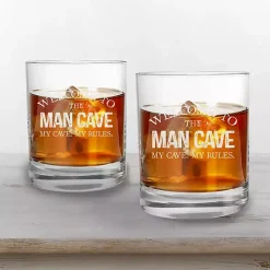 Kirklands Home Welcome to the Man Cave Whiskey Glasses, Set of 2 Clear Discount