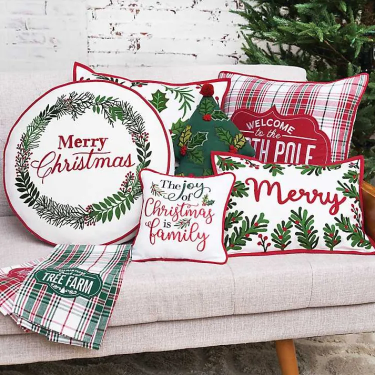 Christmas Pillows>Kirklands Home Welcome to the North Pole Plaid Pillow