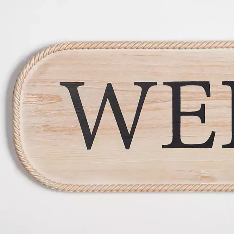 Kirklands Home Welcome Twisted Edge Wood Wall Plaque Tan Best