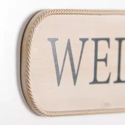 Kirklands Home Welcome Twisted Edge Wood Wall Plaque Tan Best