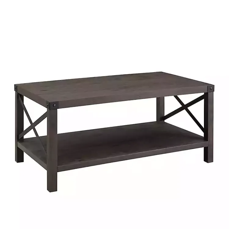 Kirklands Home Wenge Sable Gray X-Frame Coffee Table Discount