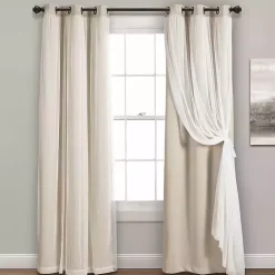 Kirklands Home Wheat Curtain Panel Set with Overlay, 95 in. New
