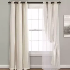 Kirklands Home Wheat Curtain Panel Set with Overlay, 108 in. Ivory Best