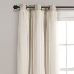 Kirklands Home Wheat Curtain Panel Set with Overlay, 108 in. Ivory Best