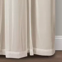 Kirklands Home Wheat Curtain Panel Set with Overlay, 120 in. Ivory Clearance