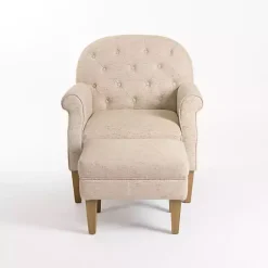 Kirklands Home Wheat Tufted Chair & Ottoman Set Tan Outlet