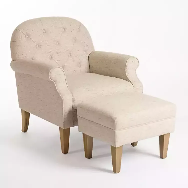 Kirklands Home Wheat Tufted Chair & Ottoman Set Tan Outlet