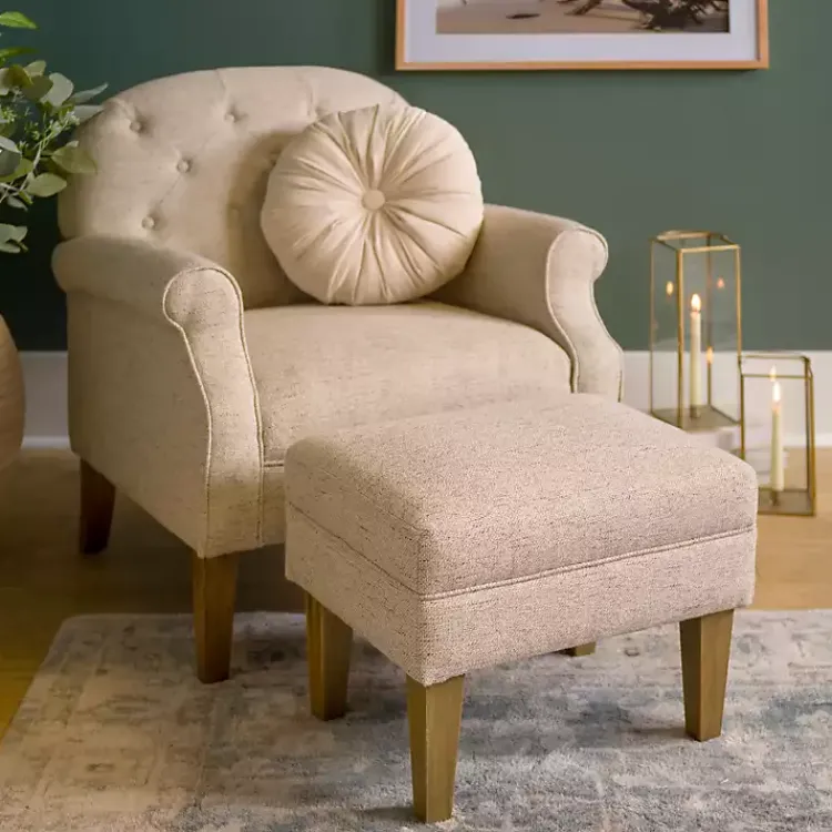 Kirklands Home Wheat Tufted Chair & Ottoman Set Tan Outlet