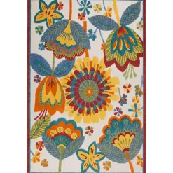 Kirklands Home Whimsical Flowers Outdoor Area Rug, 6x9 Multi Best