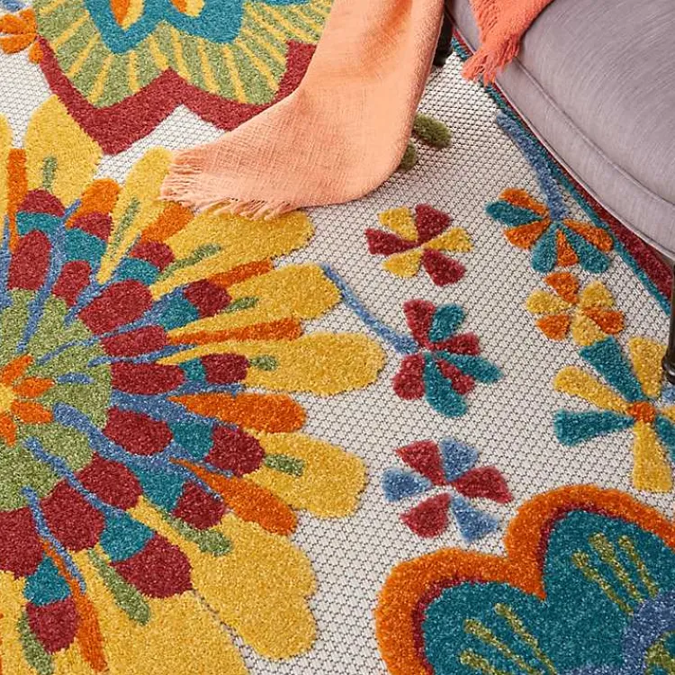 Kirklands Home Whimsical Flowers Outdoor Area Rug, 6x9 Multi Best