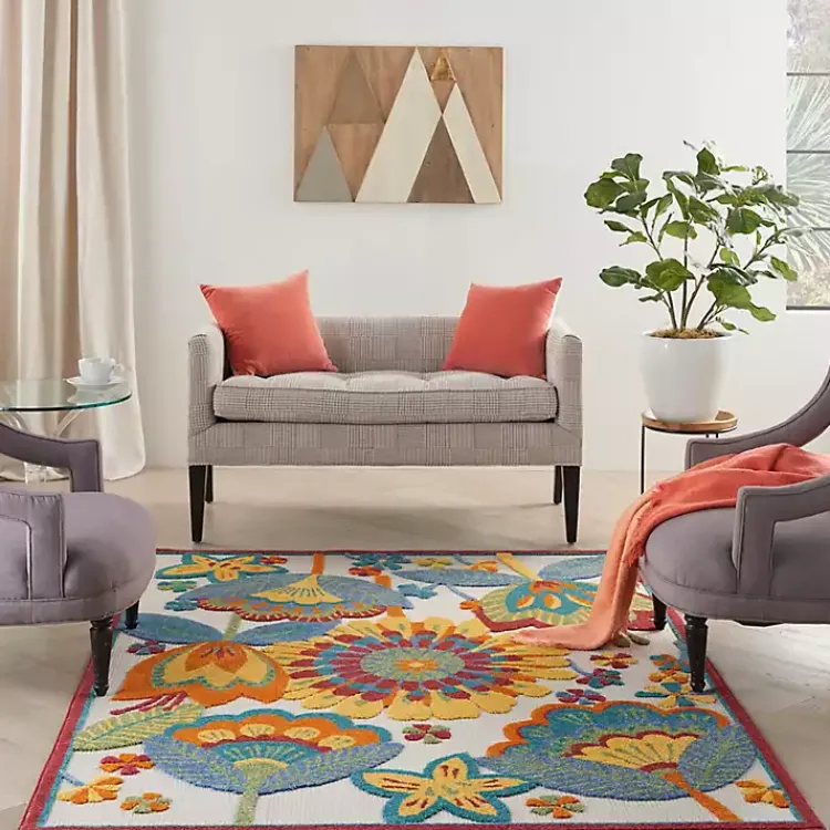 Kirklands Home Whimsical Flowers Outdoor Area Rug, 6x9 Multi Best