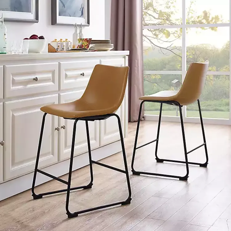 Kirklands Home Whiskey Faux Leather Counter Stools, Set of 2 Brown Discount