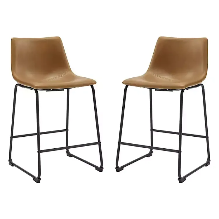 Kirklands Home Whiskey Faux Leather Counter Stools, Set of 2 Brown Discount