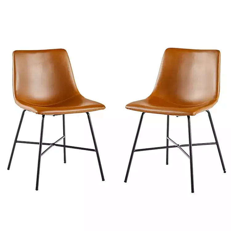 Kirklands Home Whiskey Faux Leather Scoop Dining Chairs, Set of 2 Brown Online