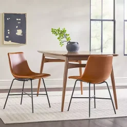 Kirklands Home Whiskey Faux Leather Scoop Dining Chairs, Set of 2 Brown Online