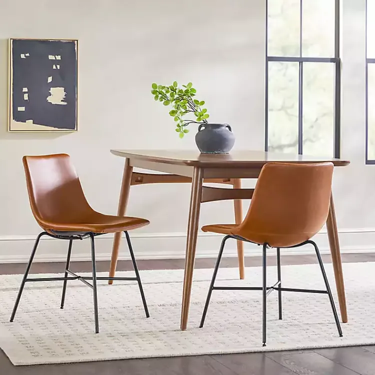 Kirklands Home Whiskey Faux Leather Scoop Dining Chairs, Set of 2 Brown Online