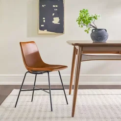 Kirklands Home Whiskey Faux Leather Scoop Dining Chairs, Set of 2 Brown Online