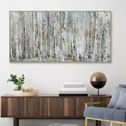Kirklands Home Whispering Birch Framed Canvas Art Print Gray Sale