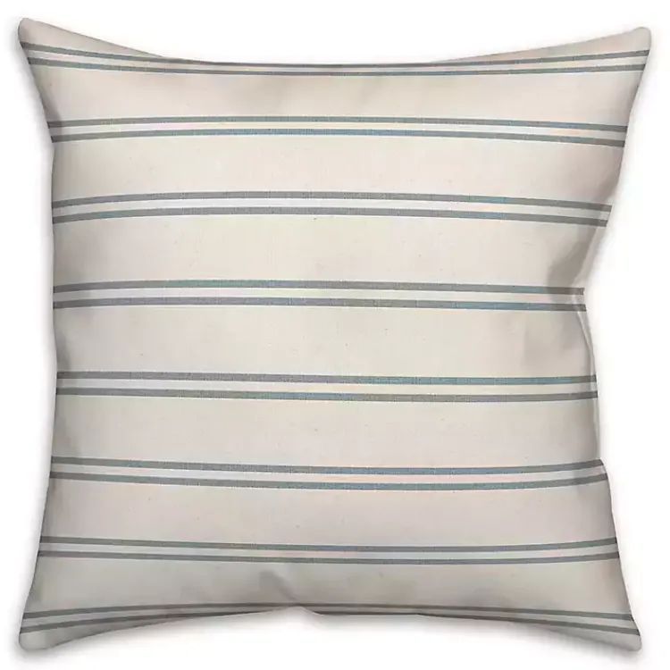 Kirklands Home & Blue Country Stripe Outdoor Throw Pillow White Hot