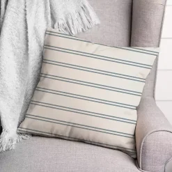 Kirklands Home & Blue Country Stripe Outdoor Throw Pillow White Hot