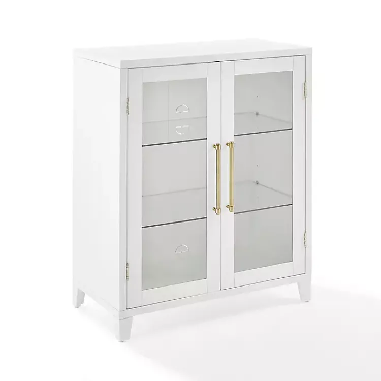 Kirklands Home & Gold Glass Door Storage Cabinet White Clearance
